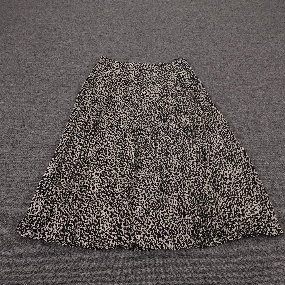 Lucy Paris Izzy Pleated Skirt Womens Medium Black Animal Print Midi Lightweight